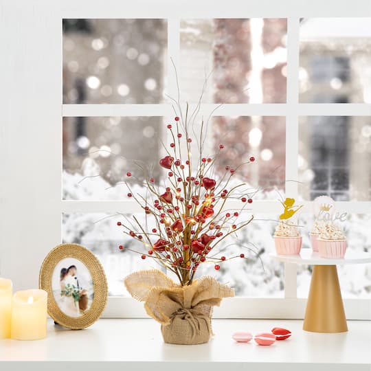 Glitzhome® 18" Lighted Valentine's Berry Heart Table Tree